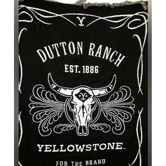 YELLOWSTONE DUTTON RANCH Throw Blanket, 46" x 60", Whiskey Label - Picture 1 of 6